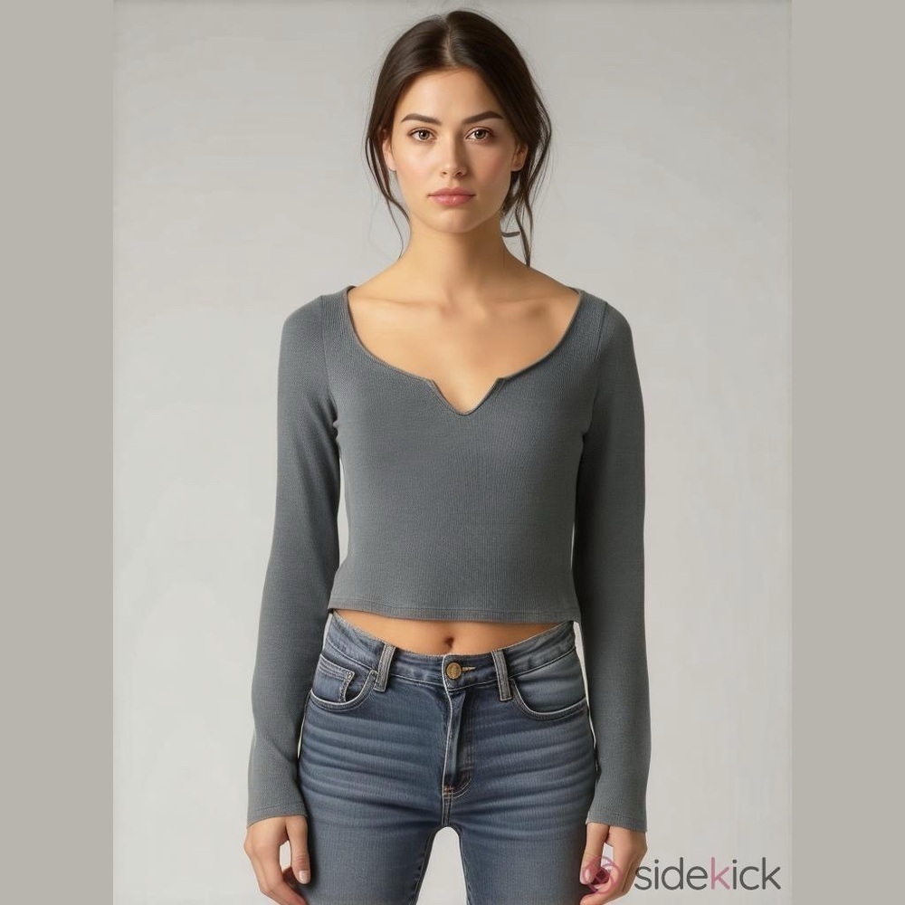 Pink Victorias Secret Green Wash Top Size Small Long Sleeved Cropped Stretchy